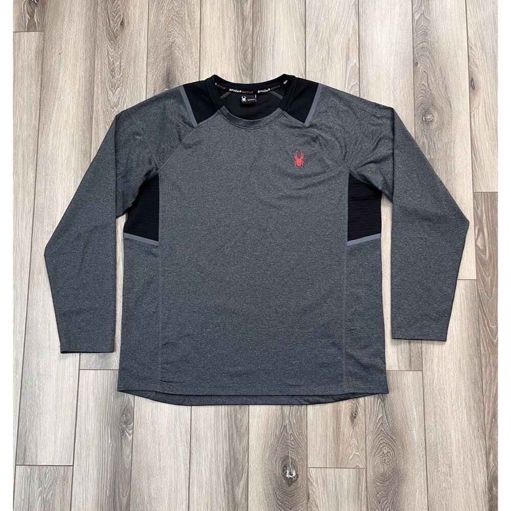 Spyder Active ProWEB Gray Long Sleeve Athletic Crewneck Pullover Size XL